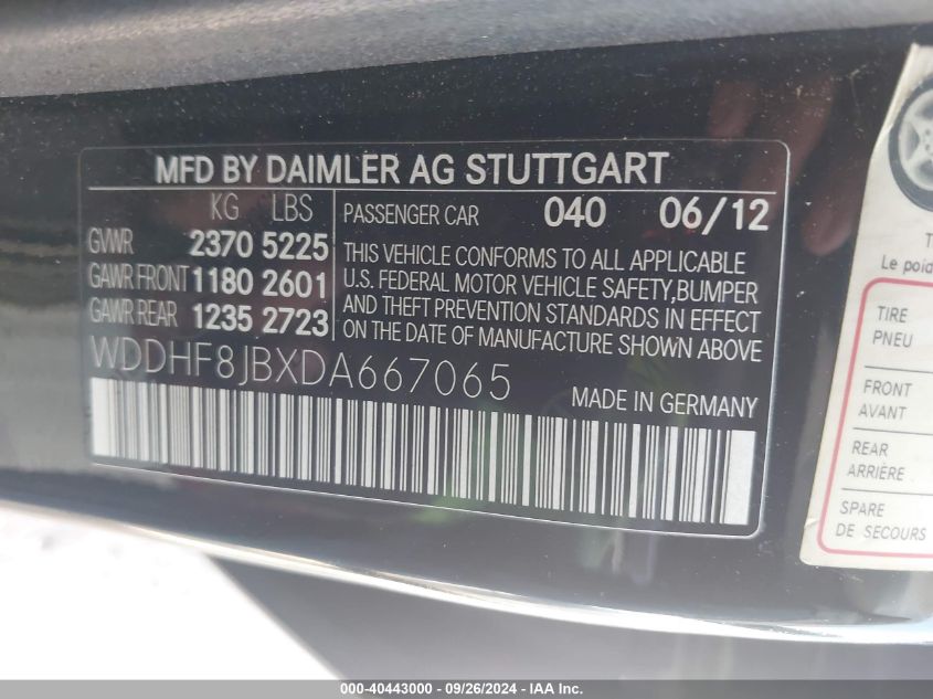 WDDHF8JBXDA667065 2013 Mercedes-Benz E 350 4Matic