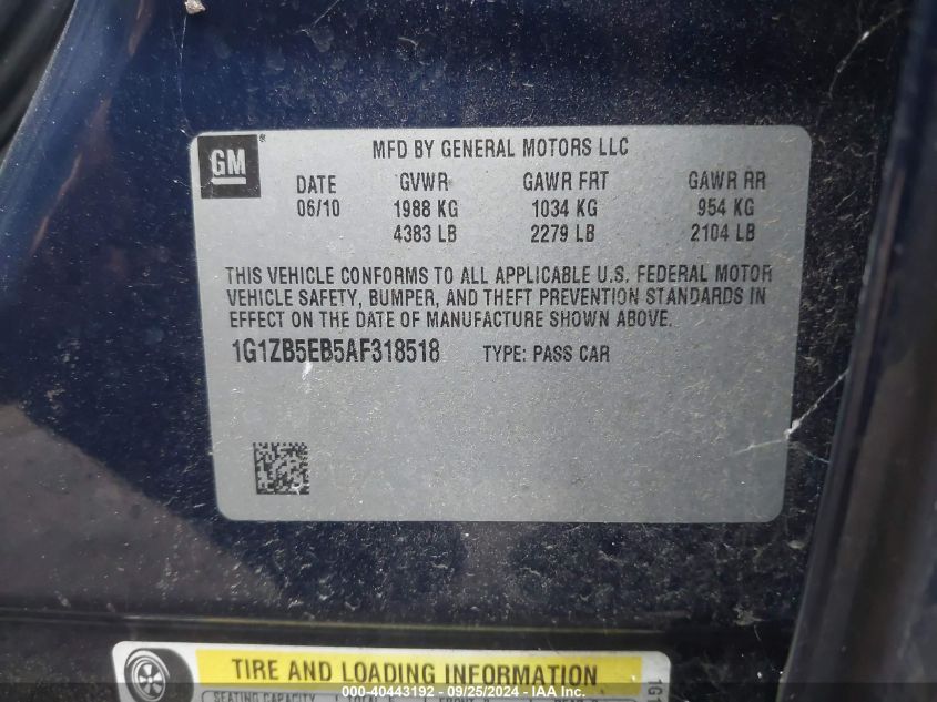 1G1ZB5EB5AF318518 2010 Chevrolet Malibu Ls