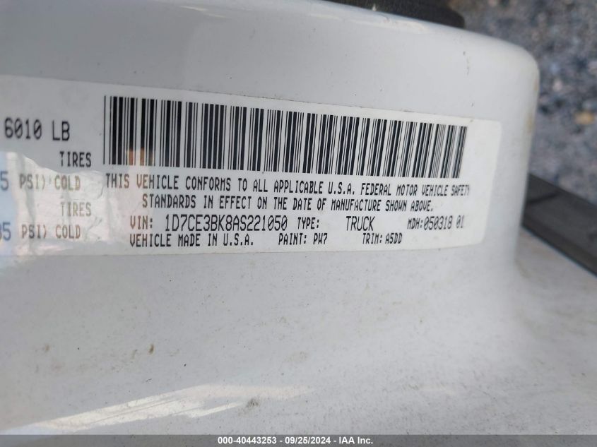 1D7CE3BK8AS221050 2010 Dodge Dakota Bighorn/Lonestar