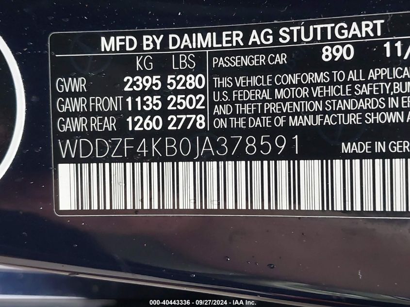 WDDZF4KB0JA378591 2018 Mercedes-Benz E 300 4Matic