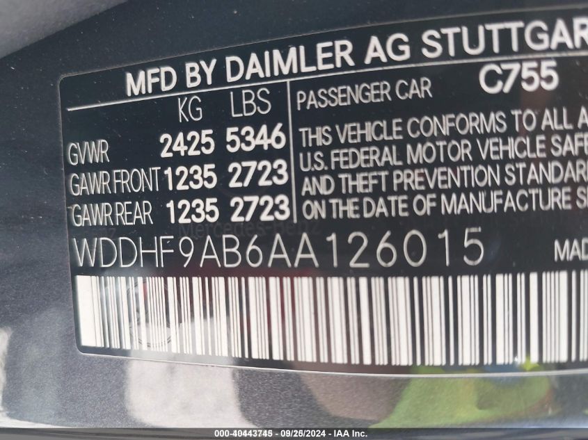 WDDHF9AB6AA126015 2010 Mercedes-Benz E 550 4Matic