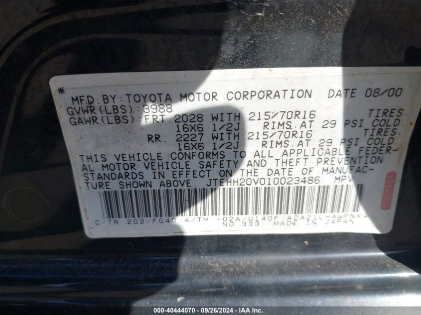 JTEHH20V010023486 2001 Toyota Rav4