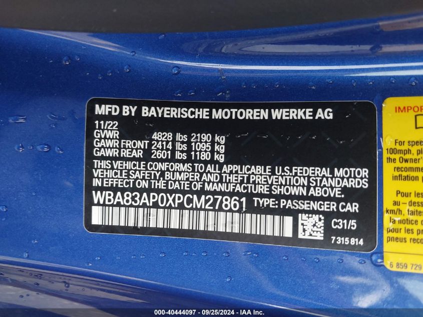 WBA83AP0XPCM27861 2023 BMW M440I