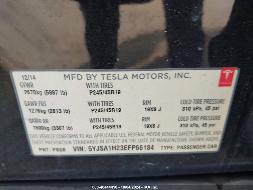 5YJSA1H23EFP66184 2014 Tesla Model S