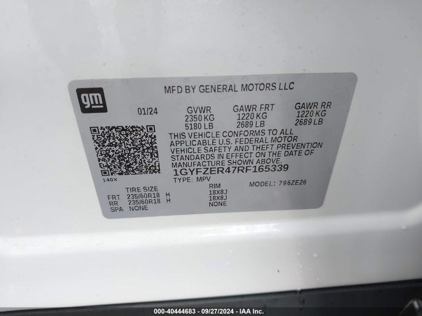 2024 Cadillac Xt4 Fwd Sport VIN: 1GYFZER47RF165339 Lot: 40444683