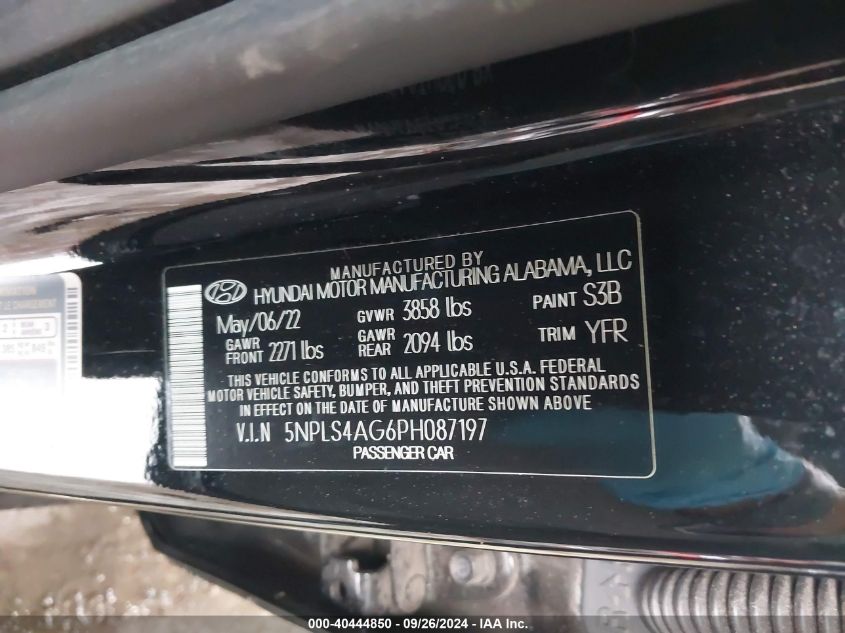 2023 Hyundai Elantra Sel VIN: 5NPLS4AG6PH087197 Lot: 40444850