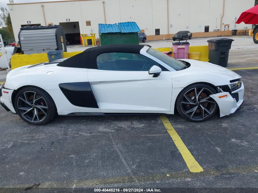 2022 Audi R8 Spyder V10 Performance Rwd S Tronic VIN: WUACECFX5N7901001 Lot: 40445216