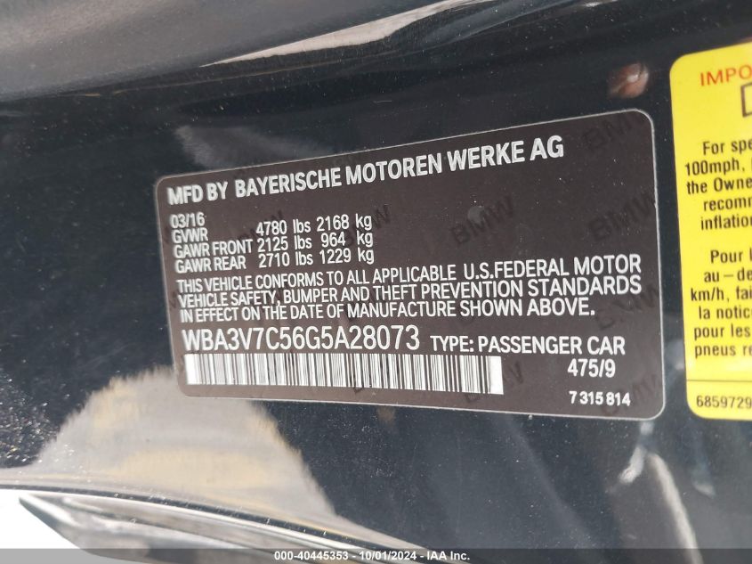 WBA3V7C56G5A28073 2016 BMW 428I