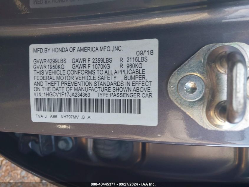 1HGCV1F17JA234363 2018 Honda Accord Lx