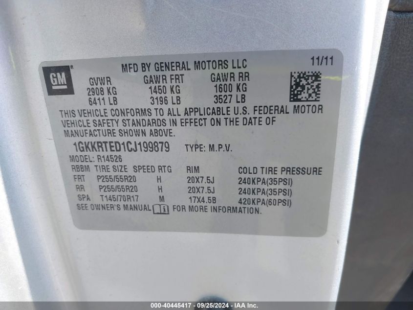 1GKKRTED1CJ199879 2012 GMC Acadia Denali