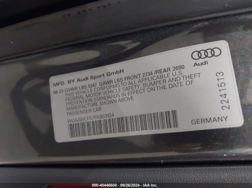 WUAAWCF57PA903924 2023 Audi Rs 5 Sportback Tfsi Quattro Tiptronic