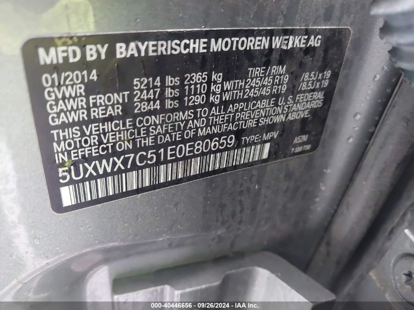 2014 BMW X3 XDRIVE35I - 5UXWX7C51E0E80659