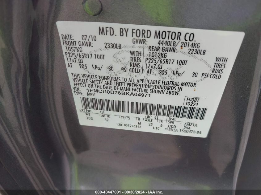 1FMCU0D76BKA04971 2011 Ford Escape Xlt