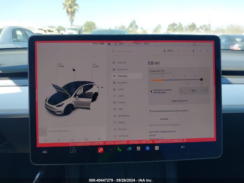 2021 Tesla Model Y Long Range Dual Motor All-Wheel Drive VIN: 5YJYGDEE6MF228795 Lot: 40447279