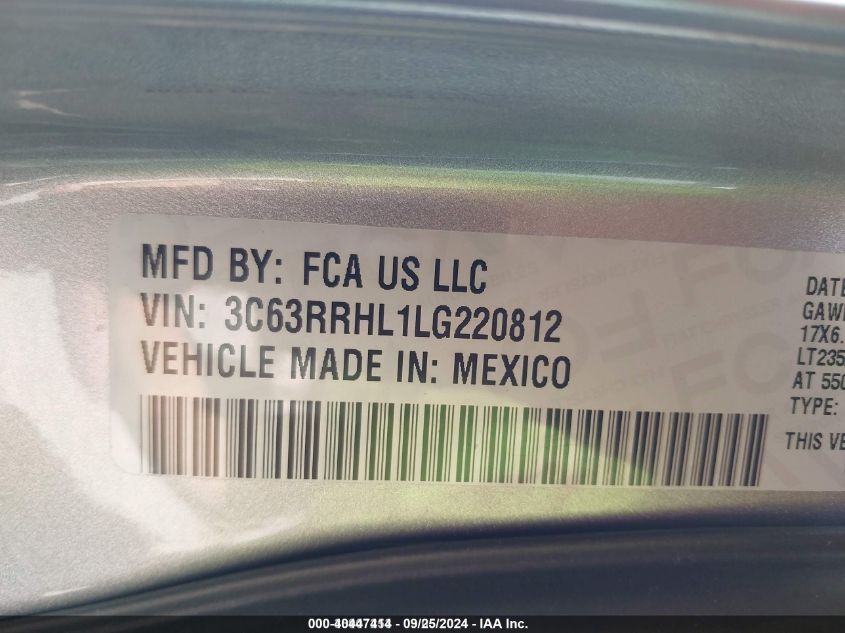 2020 Ram 3500 VIN: 3C63RRHL1LG220812 Lot: 40447414