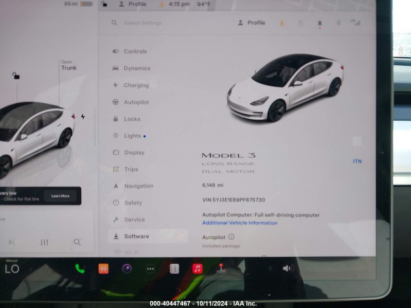 2023 Tesla Model 3 Long Range Dual Motor All-Wheel Drive VIN: 5YJ3E1EB9PF675730 Lot: 40447467