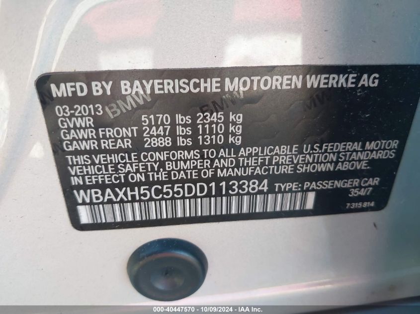 WBAXH5C55DD113384 2013 BMW 528I Xi