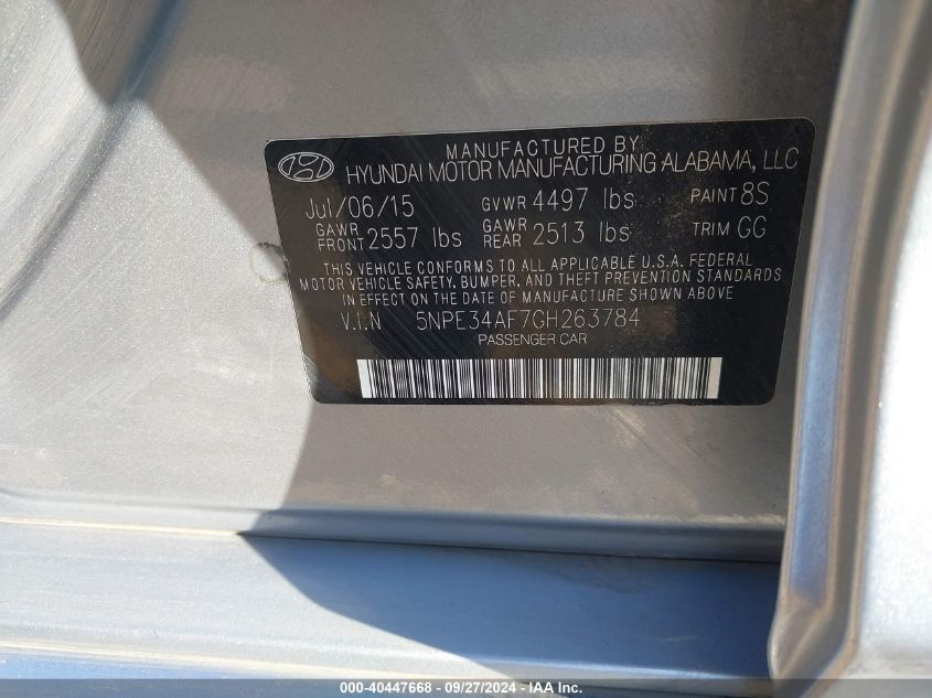 5NPE34AF7GH263784 2016 Hyundai Sonata Sport