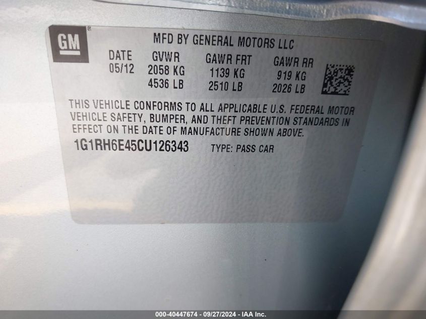 1G1RH6E45CU126343 2012 Chevrolet Volt