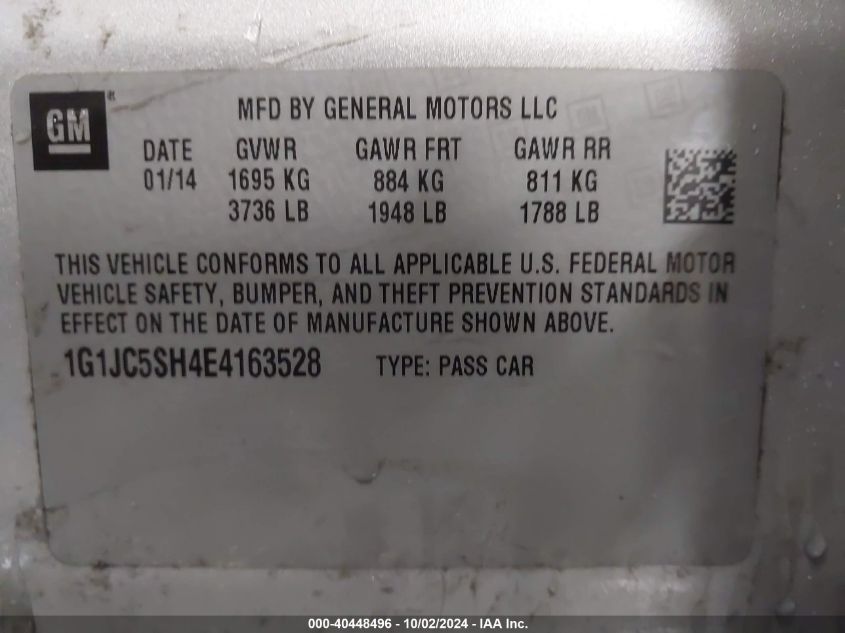 1G1JC5SH4E4163528 2014 Chevrolet Sonic Lt Auto