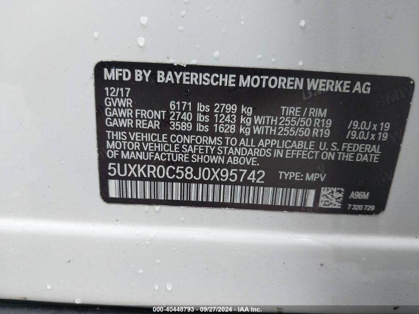 5UXKR0C58J0X95742 2018 BMW X5 xDrive35I