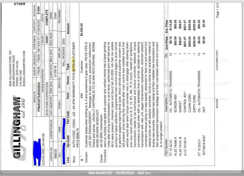 2018 Ford Expedition Max Limited VIN: 1FMJK2AT5JEA02944 Lot: 40449358