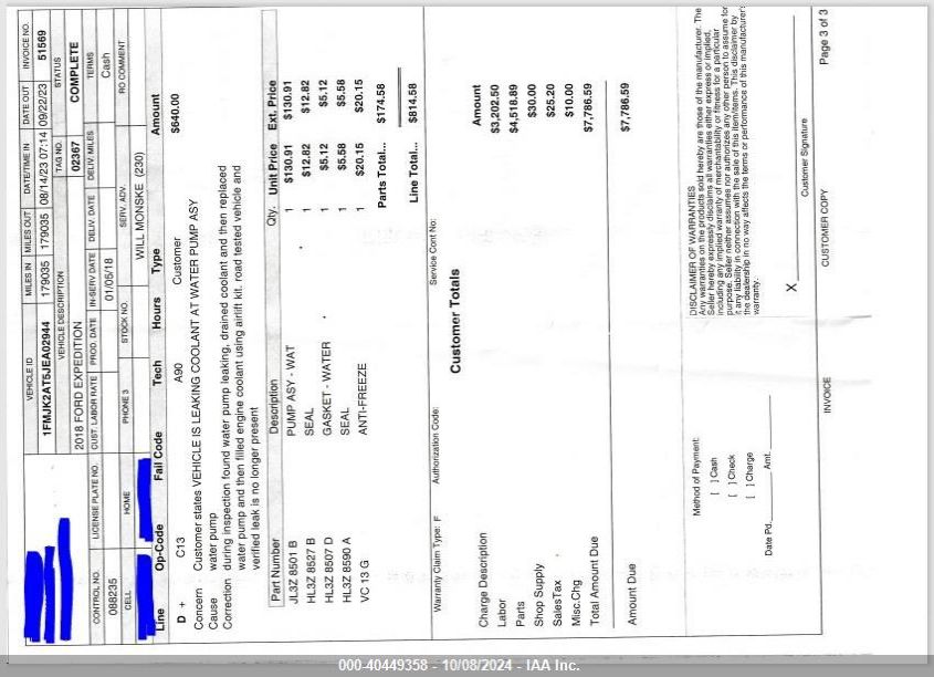 2018 Ford Expedition Max Limited VIN: 1FMJK2AT5JEA02944 Lot: 40449358