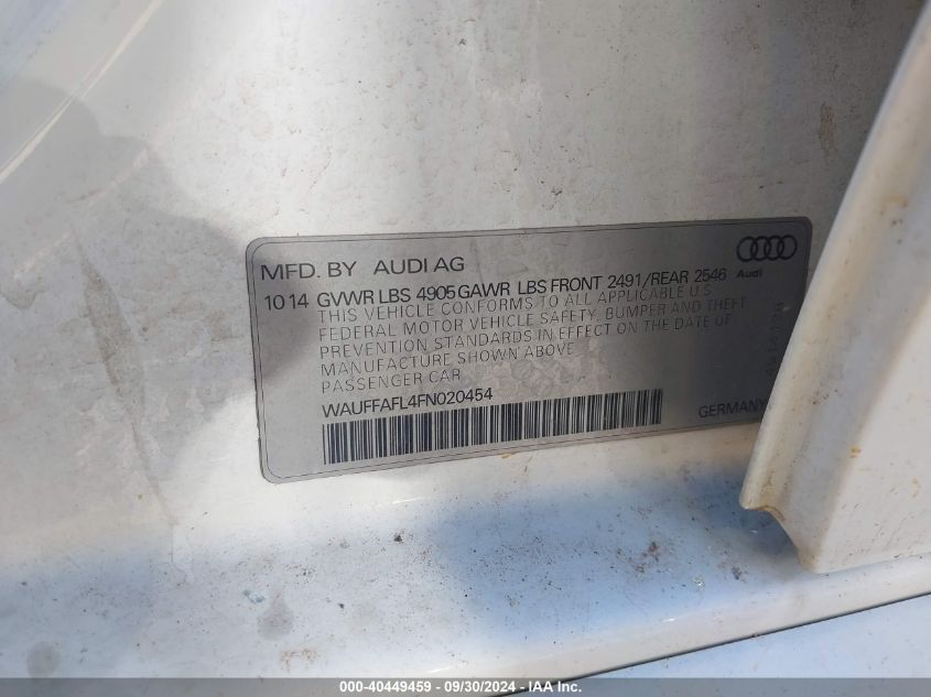 WAUFFAFL4FN020454 2015 Audi A4 Premium Plus