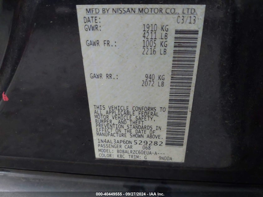 1N4AL3AP6DN529282 2013 Nissan Altima 2.5 S