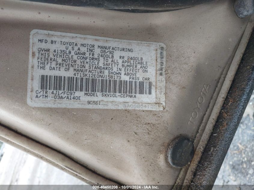 4T1SK12E0NU158173 1992 Toyota Camry Le