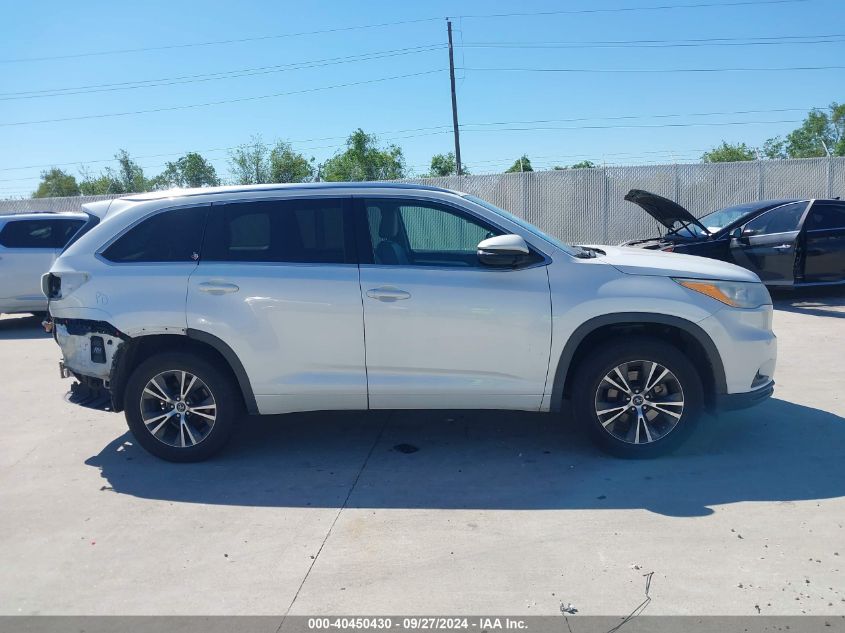 2016 Toyota Highlander Xle V6 VIN: 5TDKKRFHXGS165095 Lot: 40450430