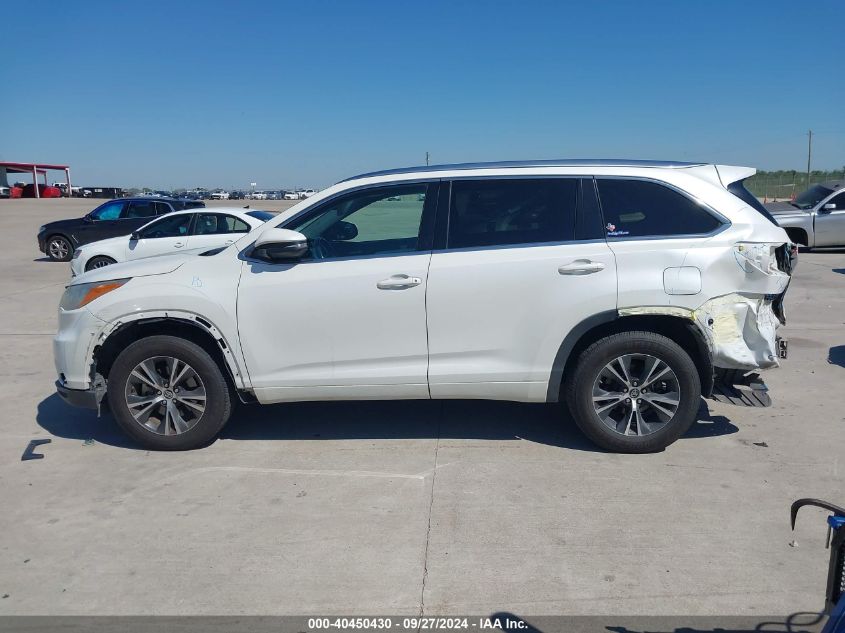 2016 Toyota Highlander Xle V6 VIN: 5TDKKRFHXGS165095 Lot: 40450430