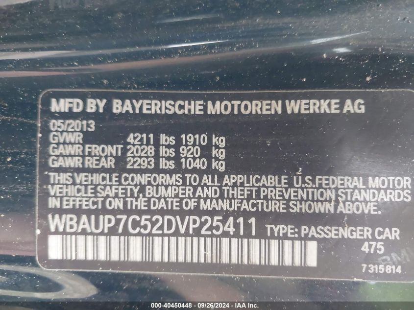 WBAUP7C52DVP25411 2013 BMW 128I I