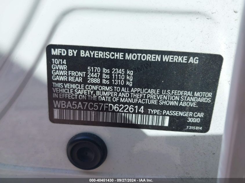 WBA5A7C57FD622614 2015 BMW 528I xDrive