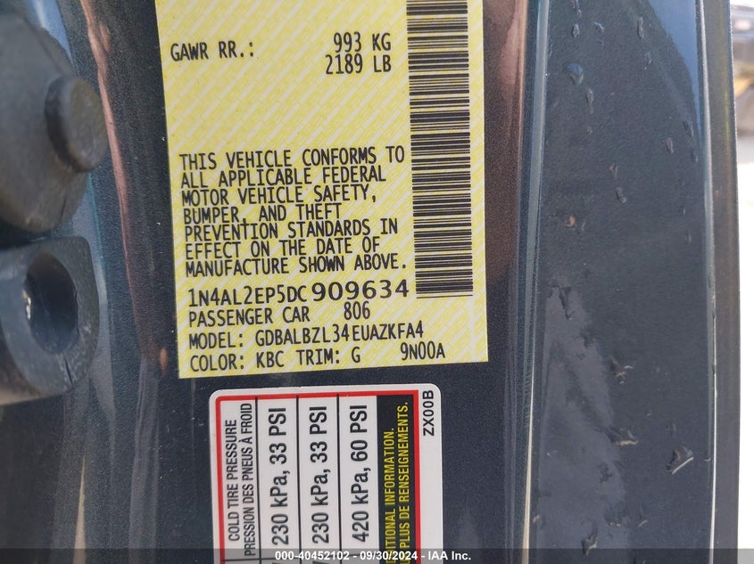 1N4AL2EP5DC909634 2013 Nissan Altima 2.5 S