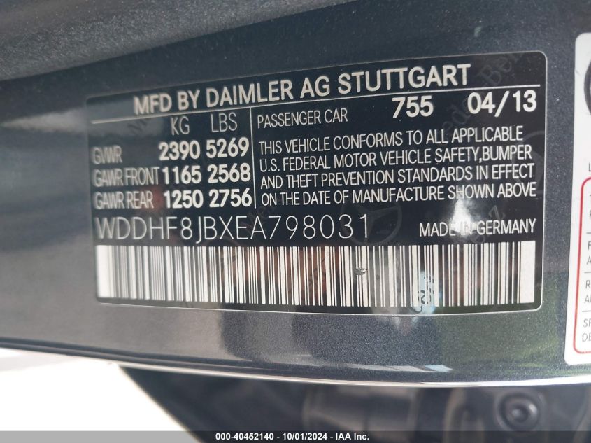 WDDHF8JBXEA798031 2014 Mercedes-Benz E 350 4Matic