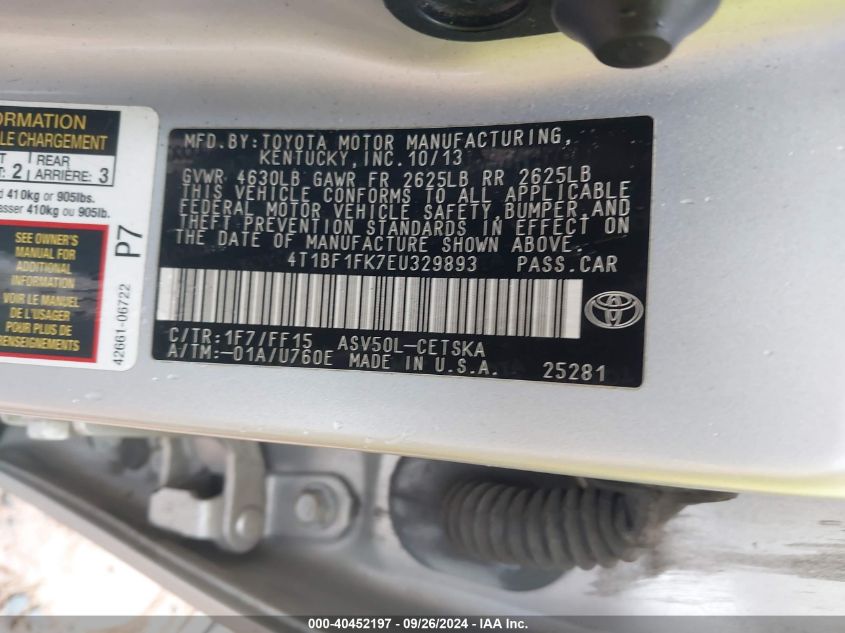 4T1BF1FK7EU329893 2014 Toyota Camry Se