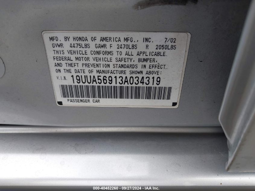 19UUA56913A034319 2003 Acura Tl 3.2 Type S