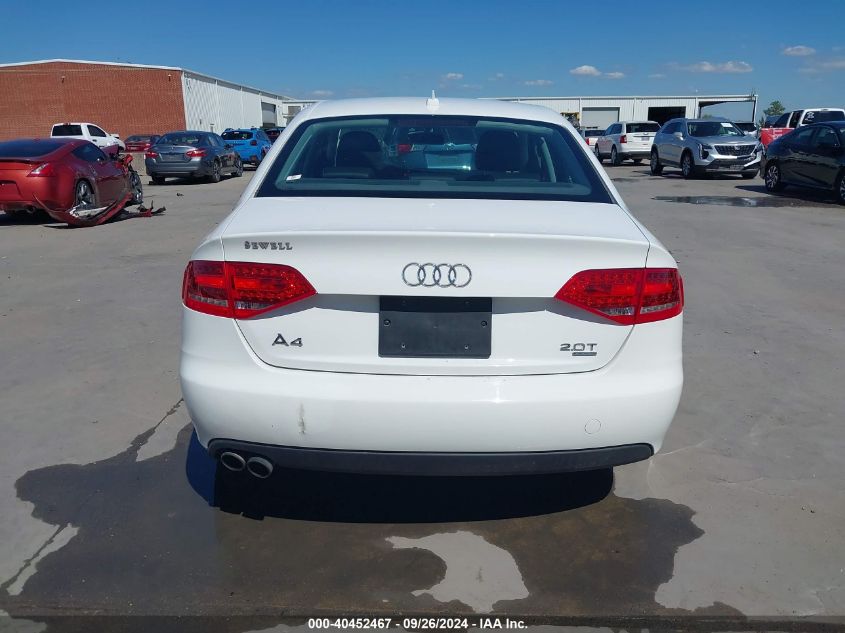 2010 Audi A4 2.0T Premium VIN: WAUFFAFL3AN058282 Lot: 40452467