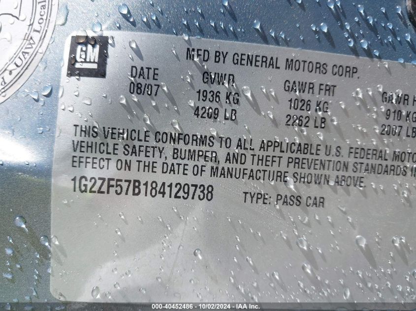 1G2ZF57B184129738 2008 Pontiac G6 Value Leader