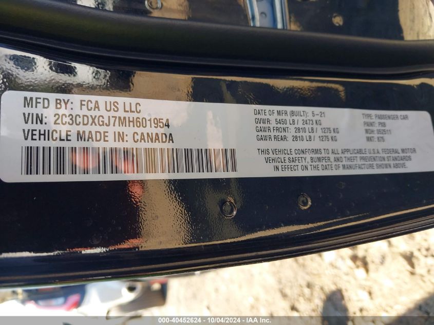 2C3CDXGJ7MH601954 2021 Dodge Charger Scat Pack Widebody Rwd