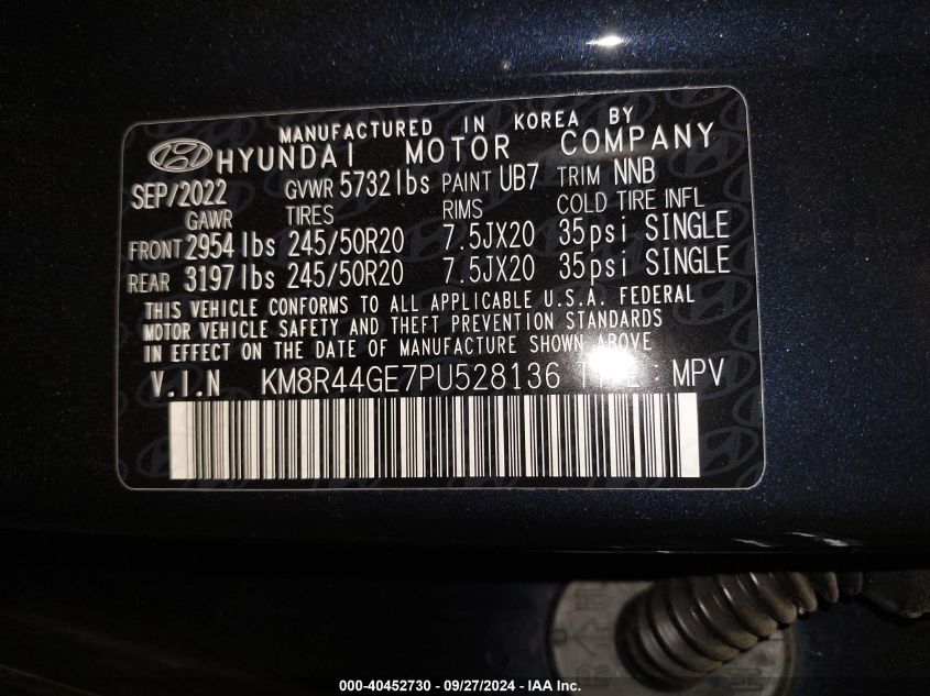 KM8R44GE7PU528136 2023 Hyundai Palisade Sel
