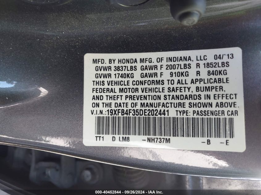 19XFB4F35DE202441 2013 Honda Civic Hybrid