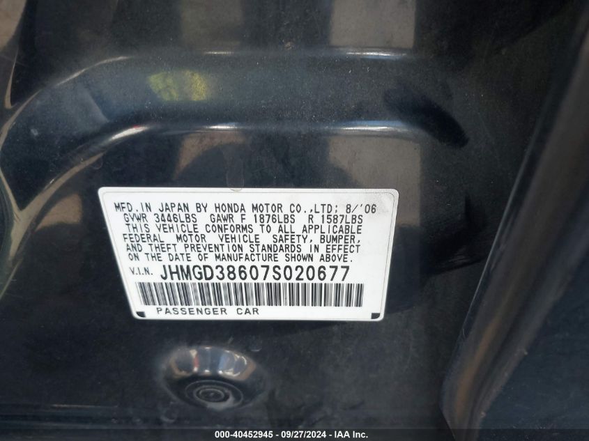 JHMGD38607S020677 2007 Honda Fit Sport