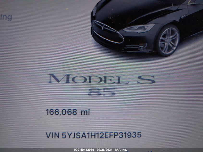 5YJSA1H12EFP31935 2014 Tesla Model S P85