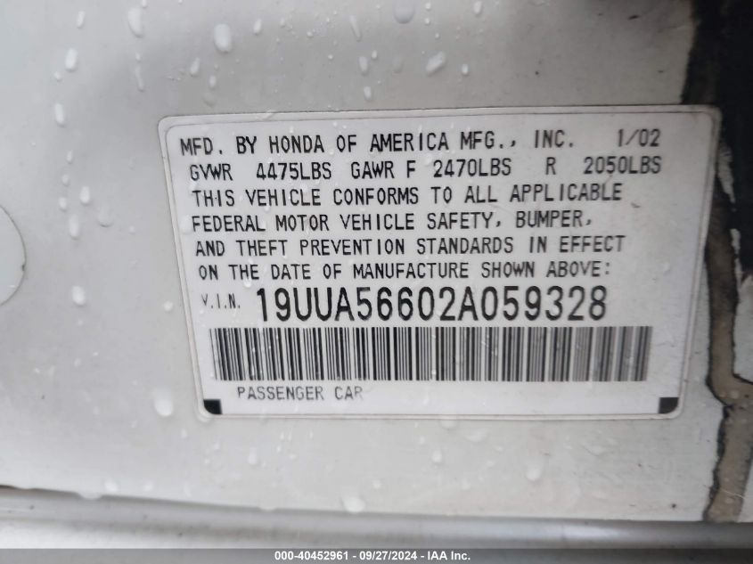 19UUA56602A059328 2002 Acura Tl 3.2