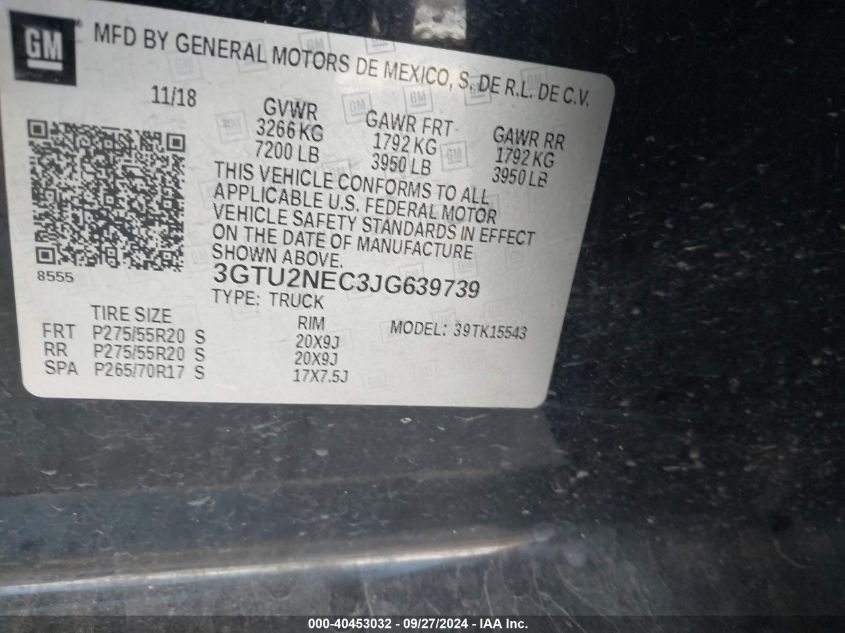 3GTU2NEC3JG639739 2018 GMC Sierra 1500 Slt