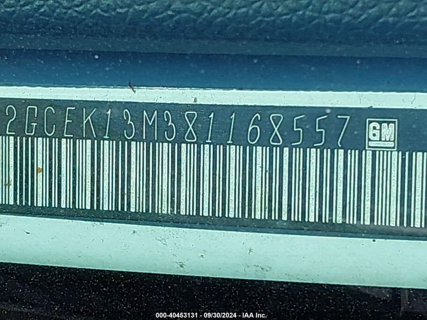2GCEK13M381168557 2008 Chevrolet Silverado K1500
