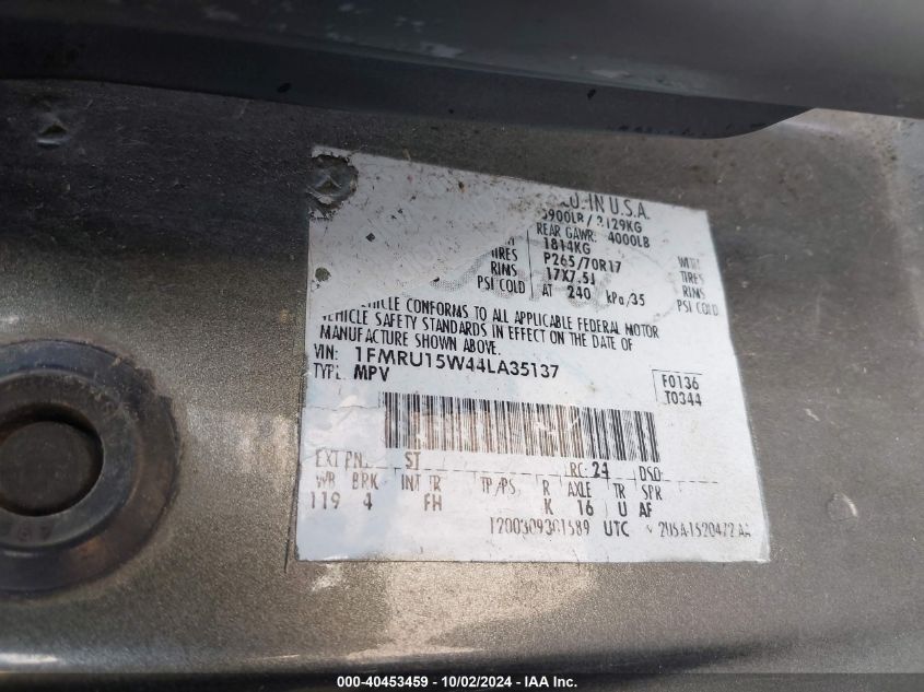 1FMRU15W44LA35137 2004 Ford Expedition Xlt