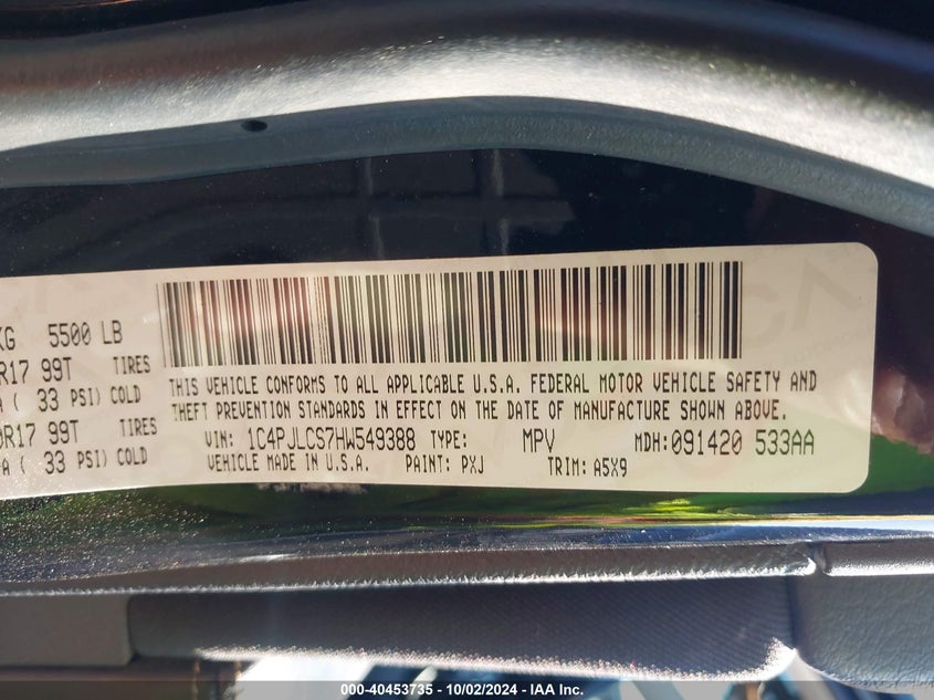 1C4PJLCS7HW549388 2017 Jeep Cherokee Latitude Fwd